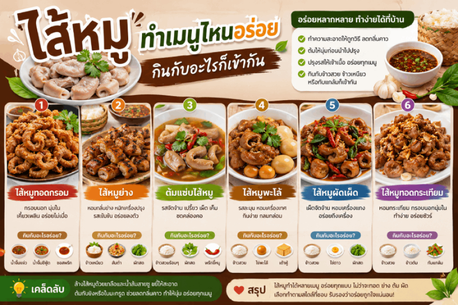 ไส้หมูทำเมนูไหนอร่อย กินกับอะไรก็เข้ากัน